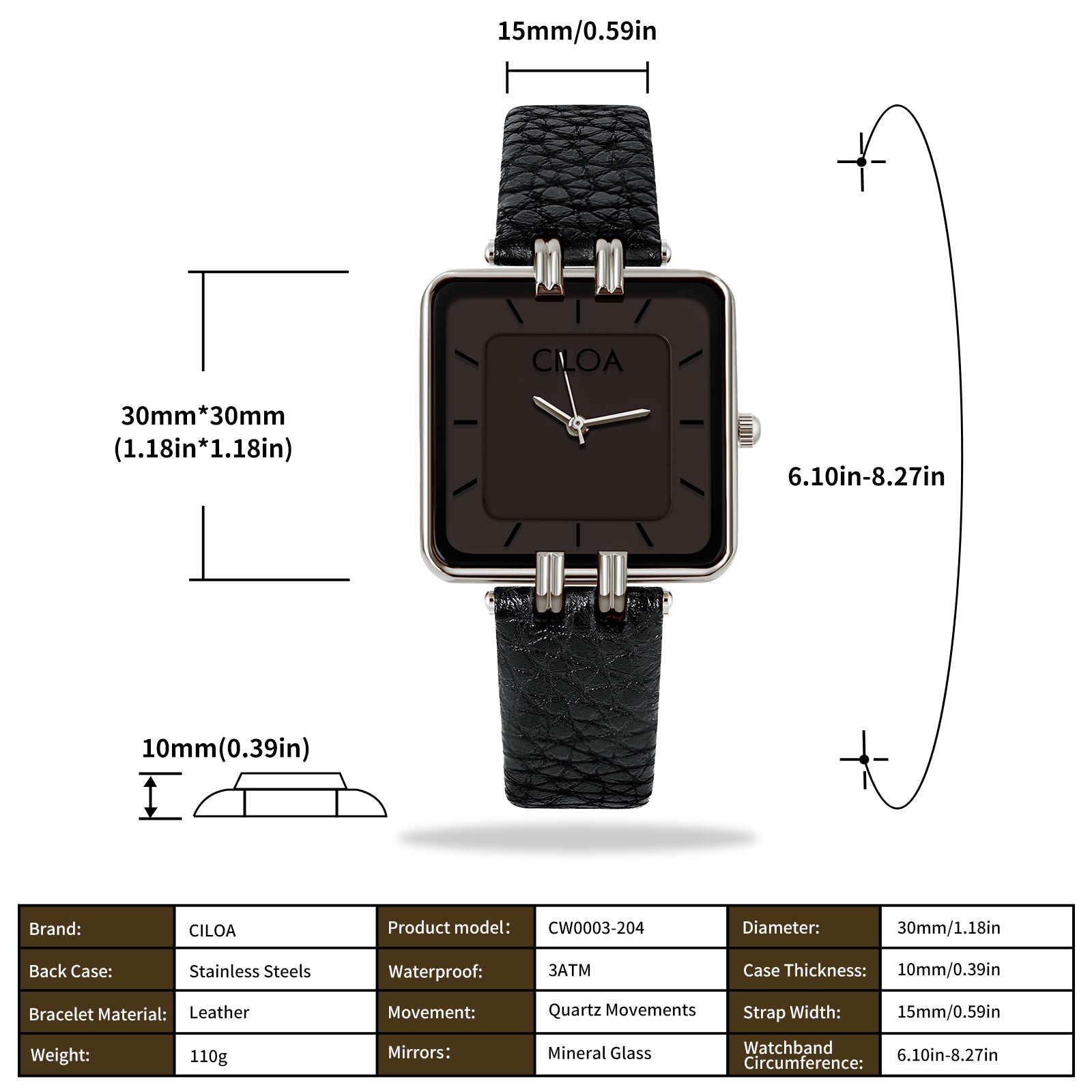 CILOA Women Quartz Watch 204silvery