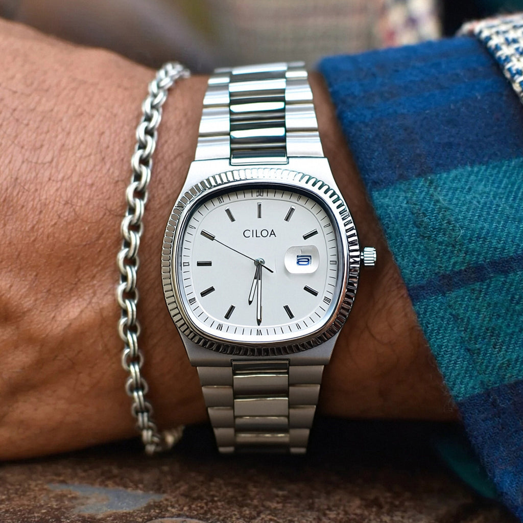 CILOA Men Quartz Watch 518silvery-white