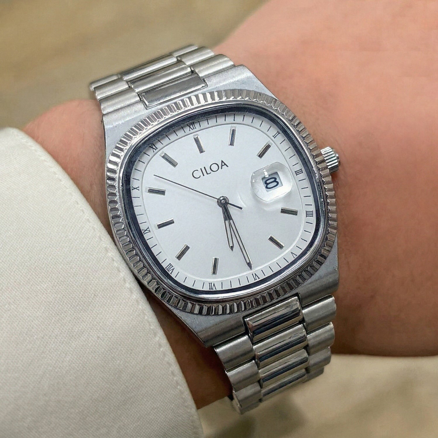 CILOA Men Quartz Watch 518silvery-white
