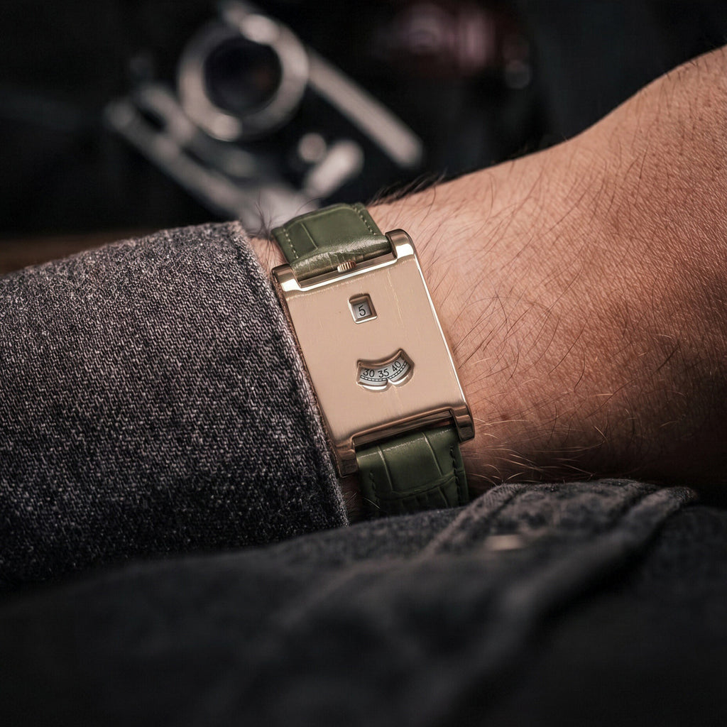 CILOA Men Quartz Watch 522green-golden