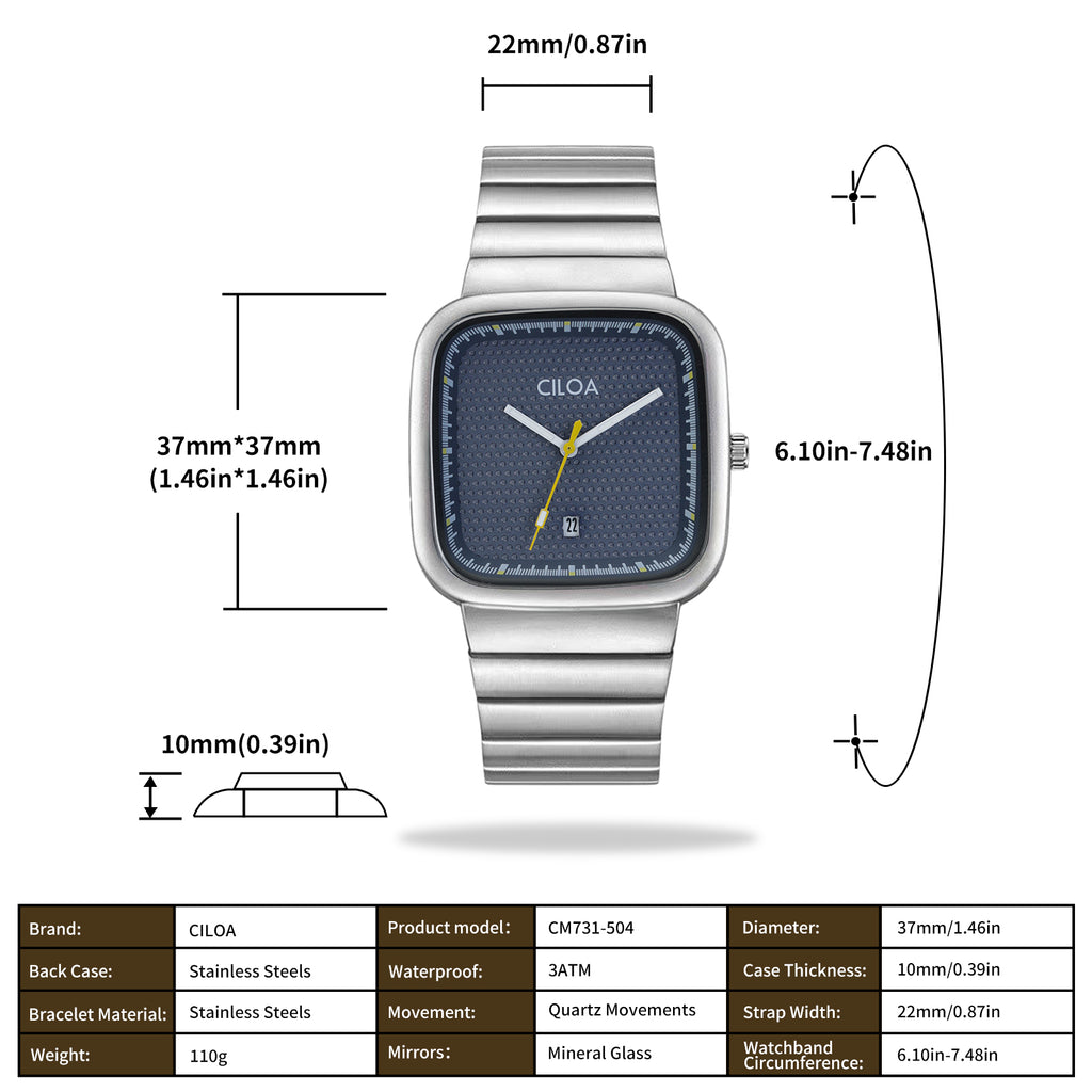 CILOA Men Quartz Watch 504blue