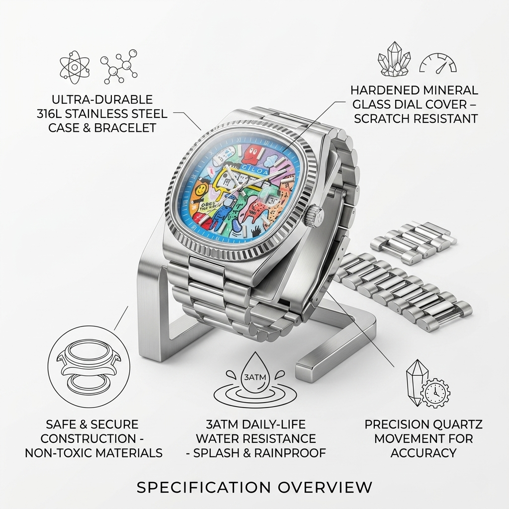 CILOA Men Quartz Watch 518silvery