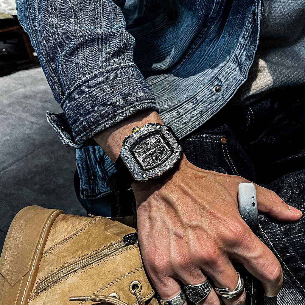 CILOA Men Mechanical Watch 801black-silvery